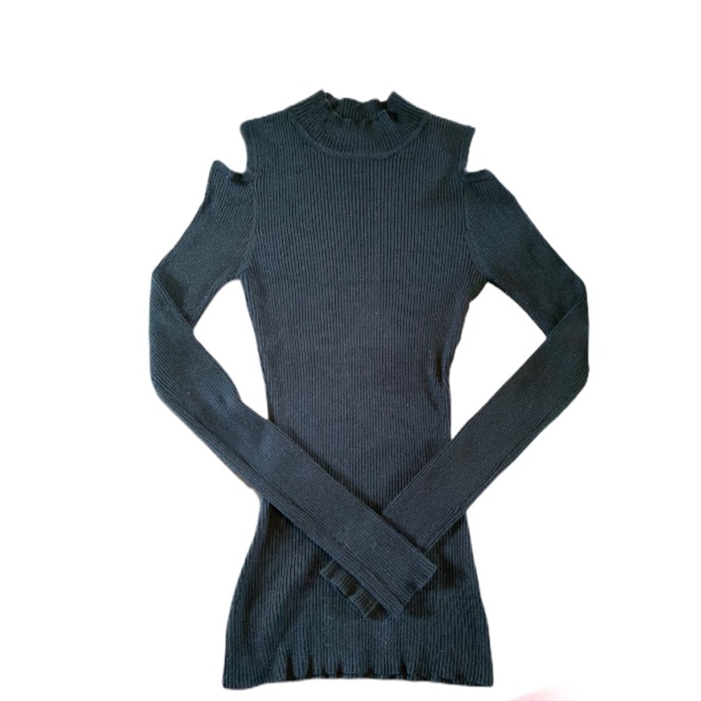 DEREK HEART Black Cut Out Sweater Medium